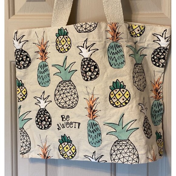 Pineapple Canvas Tote Bag “Be Sweet” Reusable Eco Shopping Bag with Handles - Picture 4 of 7